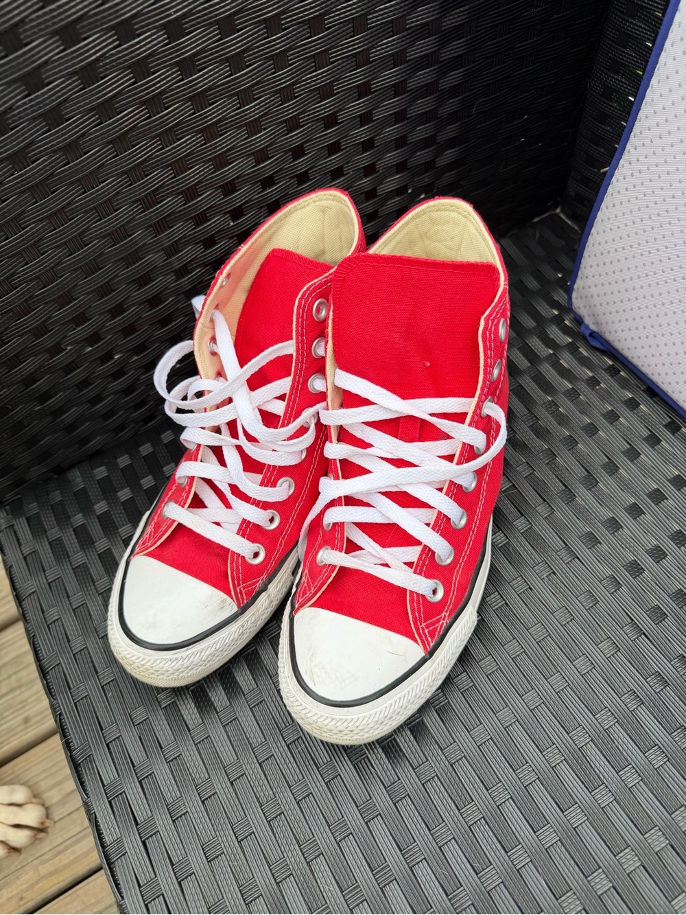 Red High-Top Converse Sneakers - Picture 2 of 7